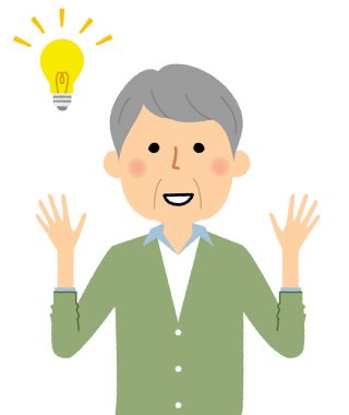 Elderly man, Inspiration/Illustration of a elderly man who felt inspiration.