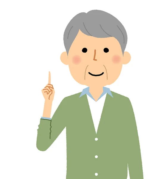 Elderly Man Finger Pointing Illustration Elderly Man Standing Finger — ストックベクタ