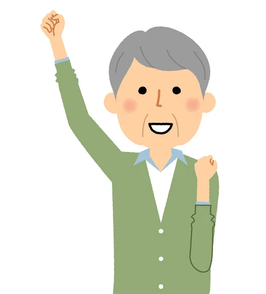 Elderly Man Victory Pause Illustration Elderly Man Who Makes Victory — ストックベクタ