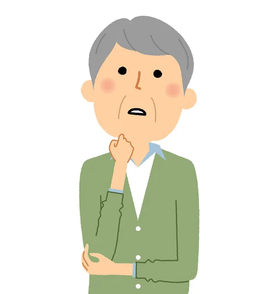 Elderly Man Think Illustration Elderly Man Thinking — Stock Vector