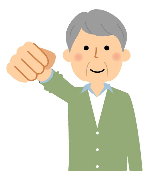 Elderly Man Victory Pause Illustration Elderly Man Who Makes Victory — Stockvektor