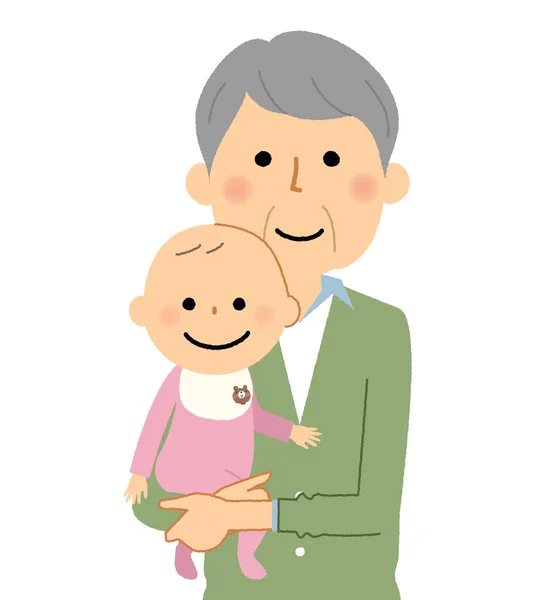 Nonno Bambino Illustrazione Uomo Anziano Che Tiene Bambino — Vettoriale Stock