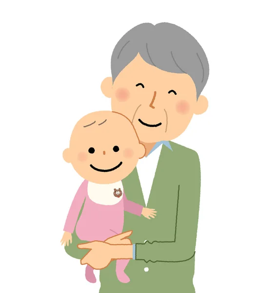 Nonno Bambino Illustrazione Uomo Anziano Che Tiene Bambino — Vettoriale Stock