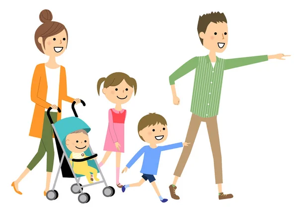 Walking Family Illustration Walking Family — Stock Vector