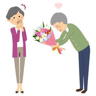 Yaşlı çift, Günah Çıkarma. Aşklarını itiraf eden yaşlı bir çiftin resmi..