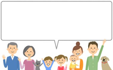Mutlu aile, konuşma balonu / Mutlu aile konuşma balonu çizimi.
