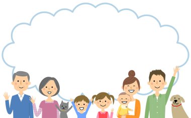 Mutlu aile, konuşma balonu / Mutlu aile konuşma balonu çizimi.