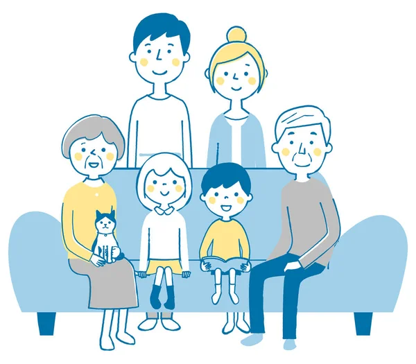 Família Relaxante Sofá Uma Ilustração Uma Família Feliz Sentada Sofá —  Vetores de Stock