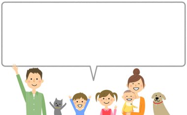 Mutlu aile, konuşma balonu / Mutlu aile konuşma balonu çizimi.