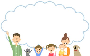Mutlu aile, konuşma balonu / Mutlu aile konuşma balonu çizimi.