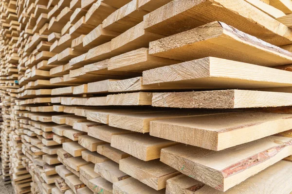 Ángulo Perspectiva Tablones Madera Primer Plano Almacén Madera Fondo Tableros — Foto de Stock