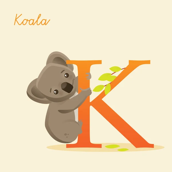 Alfabeto animal con koala — Vector de stock