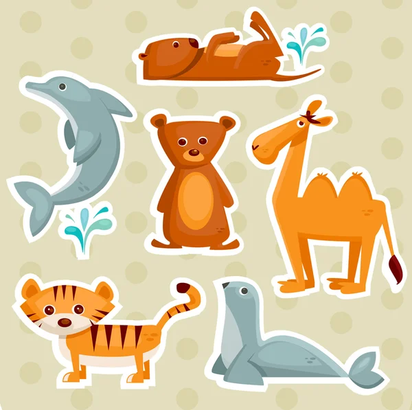 Cartoon animal stickers — Stock Vector