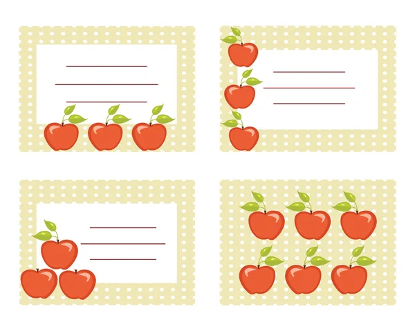 Etiquetas de frutas con manzanas — Vector de stock