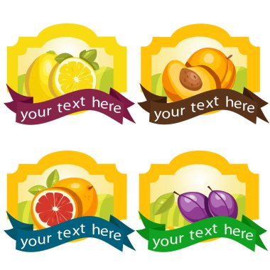 Set of fruit labels clipart