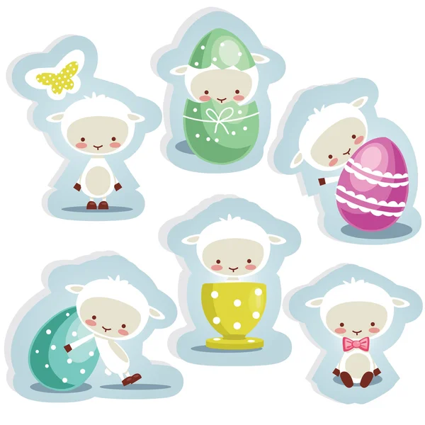 Cute easter stickers isolated — Stock Vector