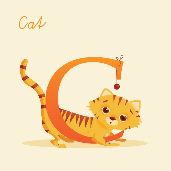 Животный алфавит с кошкой — стоковый вектор
