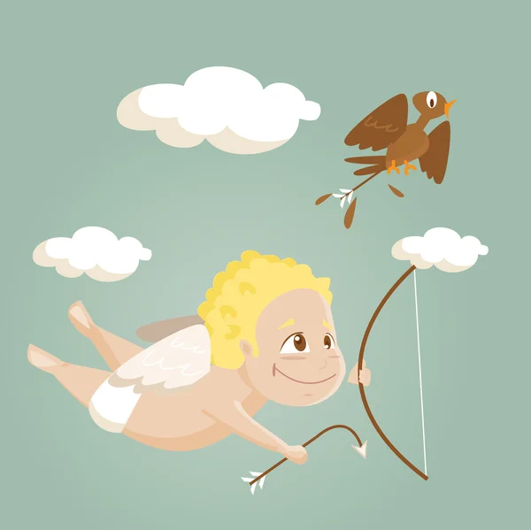 Cupidon dessin animé mignon — Image vectorielle