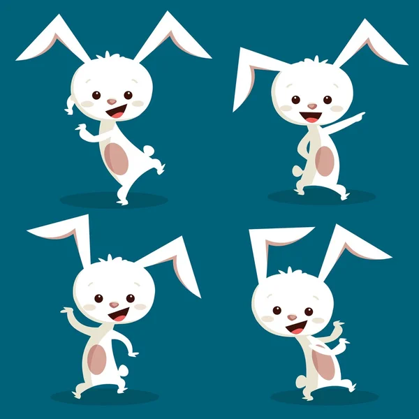 Cute dancing rabbits — Stock Vector