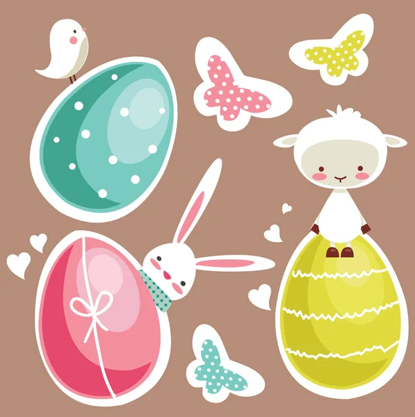 Collection of easter theme icons — Stock Vector