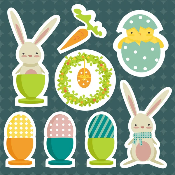 Collection of easter theme stickers — Stock Vector