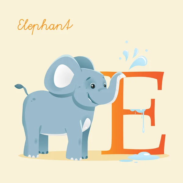 Ζώων αλφάβητο με ελέφαντα — Διανυσματικό Αρχείο