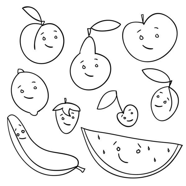 Hand drawn fruits isolated — Stock Vector