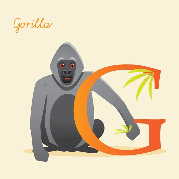 Abjad hewan dengan gorila - Stok Vektor