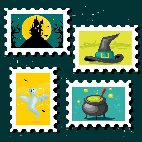 万圣节邮政邮票 — 图库矢量图片
