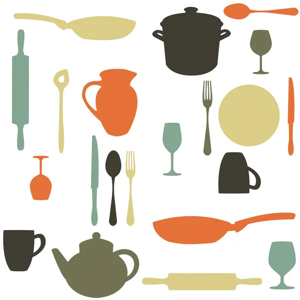 Kleurrijke keuken patroon — Stockvector