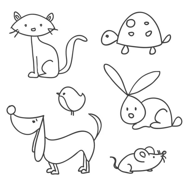 Animales de dibujos animados dibujados a mano — Vector de stock