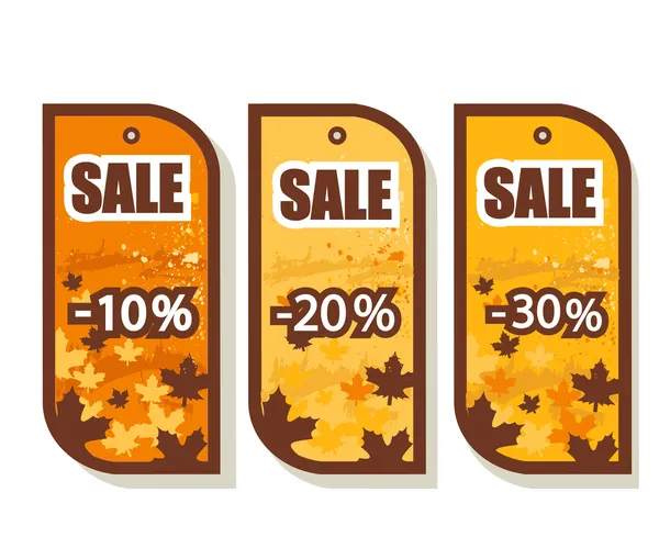 Set of 3 autumn sale tags — Stock Vector