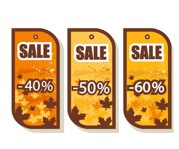 Set of 3 autumn sale tags — Stock Vector