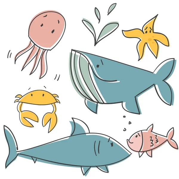 Caniche animaux de mer — Image vectorielle