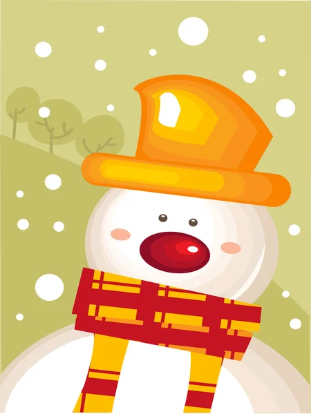 Tarjeta de Navidad con muñeco de nieve — Vector de stock