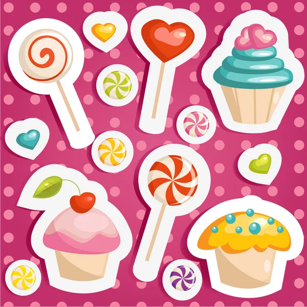 Pegatinas dulces lindo — Vector de stock