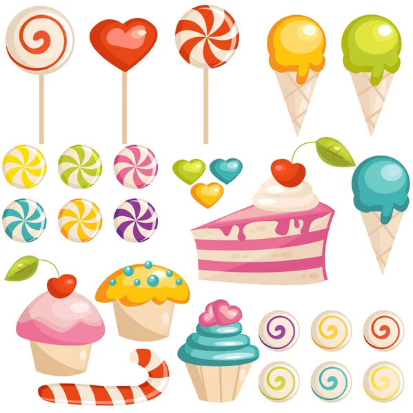 Conjunto de iconos de dulces — Vector de stock