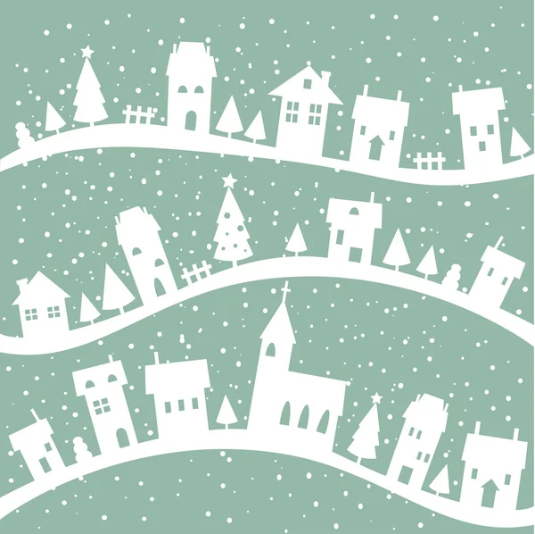 Village d'hiver fond de Noël — Image vectorielle