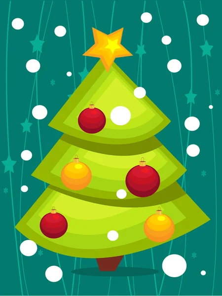 Karikatür Noel ağacı kartı — Stok Vektör