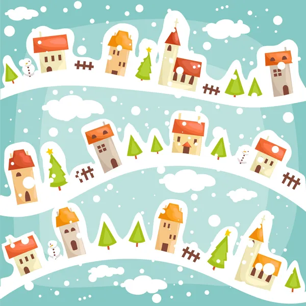 Winter dorp achtergrond — Stockvector