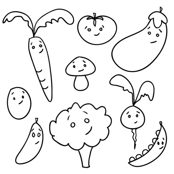 Cute doodle vegetables — Stock Vector