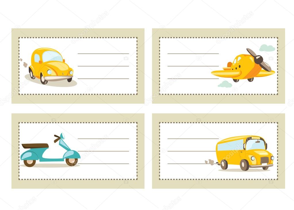 Back to school stickers with vehicles