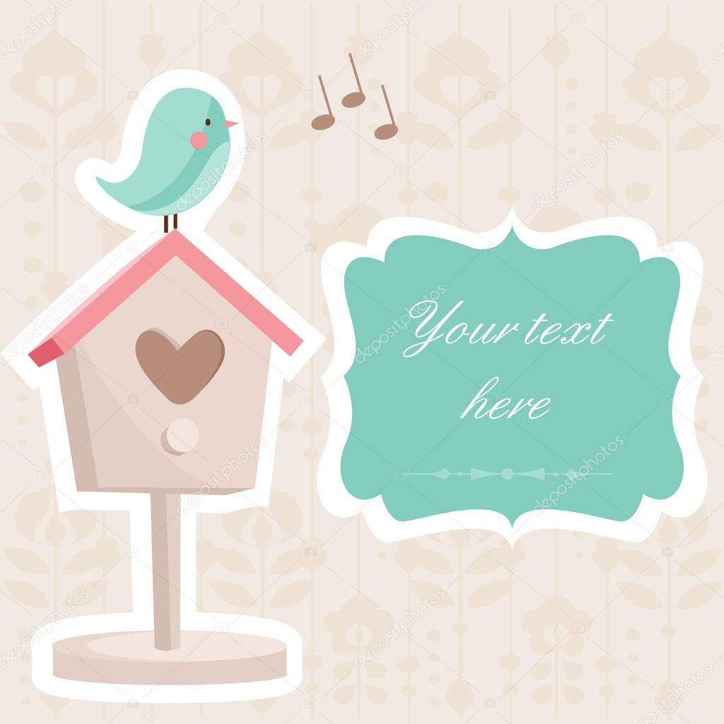 Cute card with a bird, vector illustration