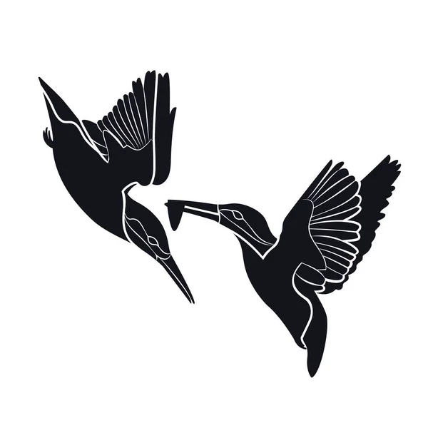 Kingfisher Silhouette Set Vector Illustration — Vetor de Stock