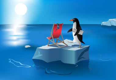 Penguen güneşlenmek