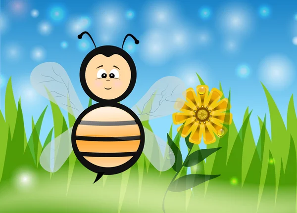 La abeja en el verano — Vector de stock