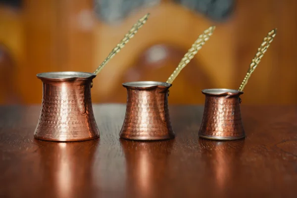 Set van drie Turkse koffiepot — Stockfoto