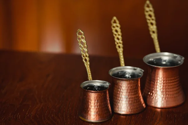 Set of three turkish coffee pot — Stok fotoğraf