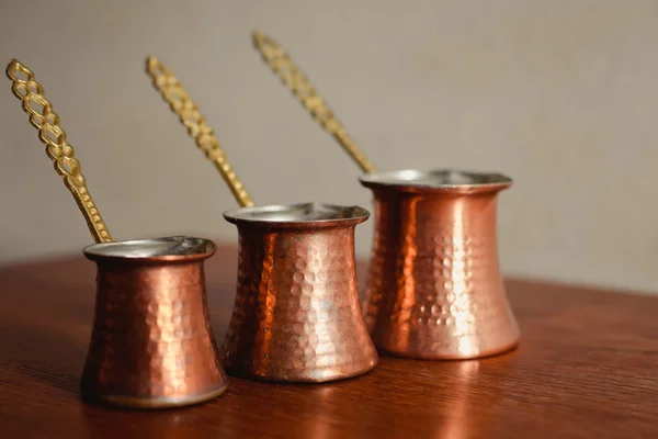 Set of three turkish coffee pot — Stok fotoğraf