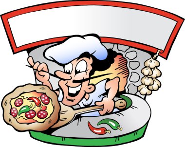 Hand-drawn Vector illustration of an Italian Pizza House clipart